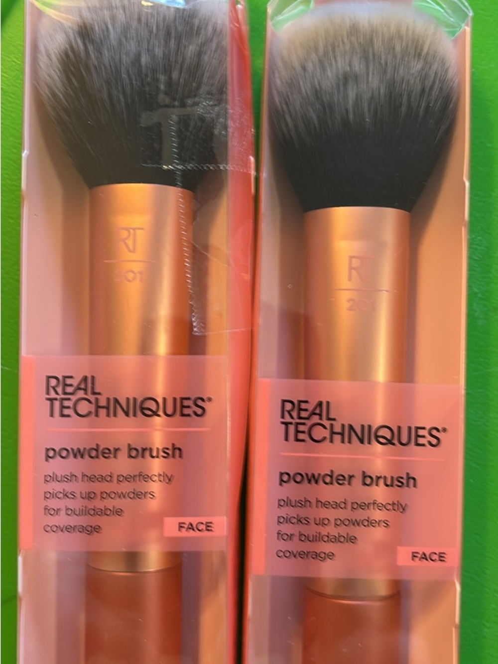 Real Techniques Powder Brush — Rose Gold Handle, Black-to-White Bristles